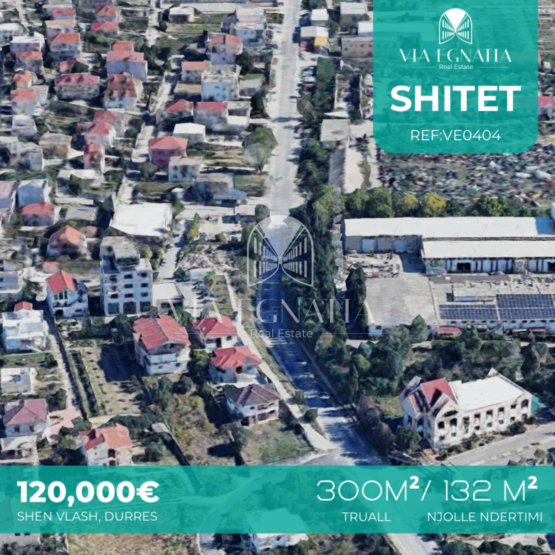 Shitet tokë truall në Shën Vlash, Durrës, në kënd të rrugës kryesore.