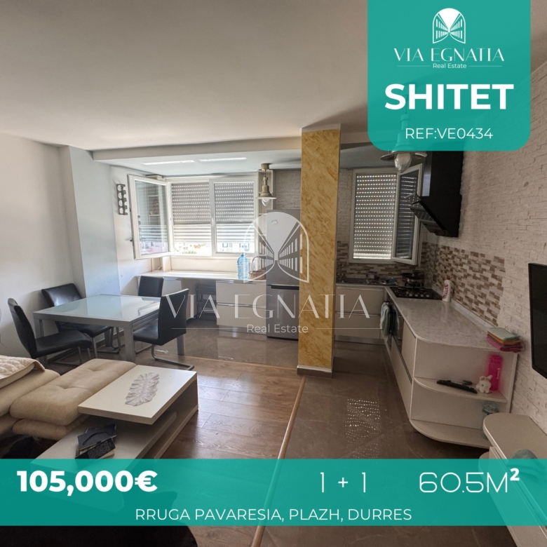 SHITET APARTAMENT 1+1, PISTA KOSOVA PLAZH DURRËS