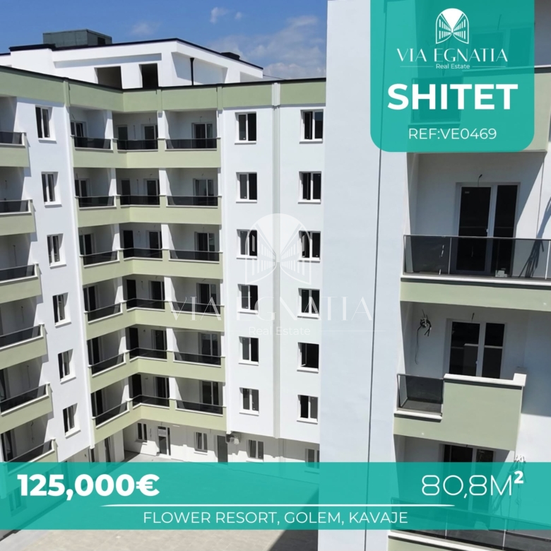 SHITET APARTAMENT 2+1 – GOLEM, PRANË FLOWER RESORT